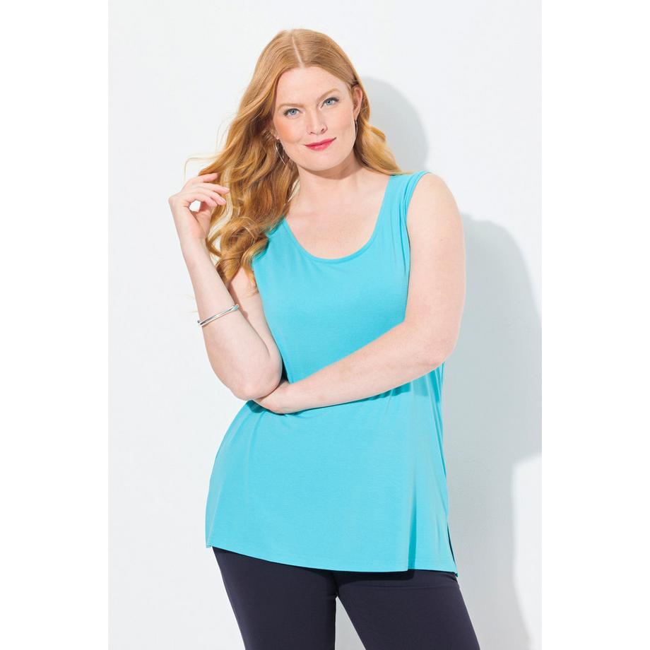 Ulla Popken Débardeur Classic Fit Col Rond Stretch Sans Manches  