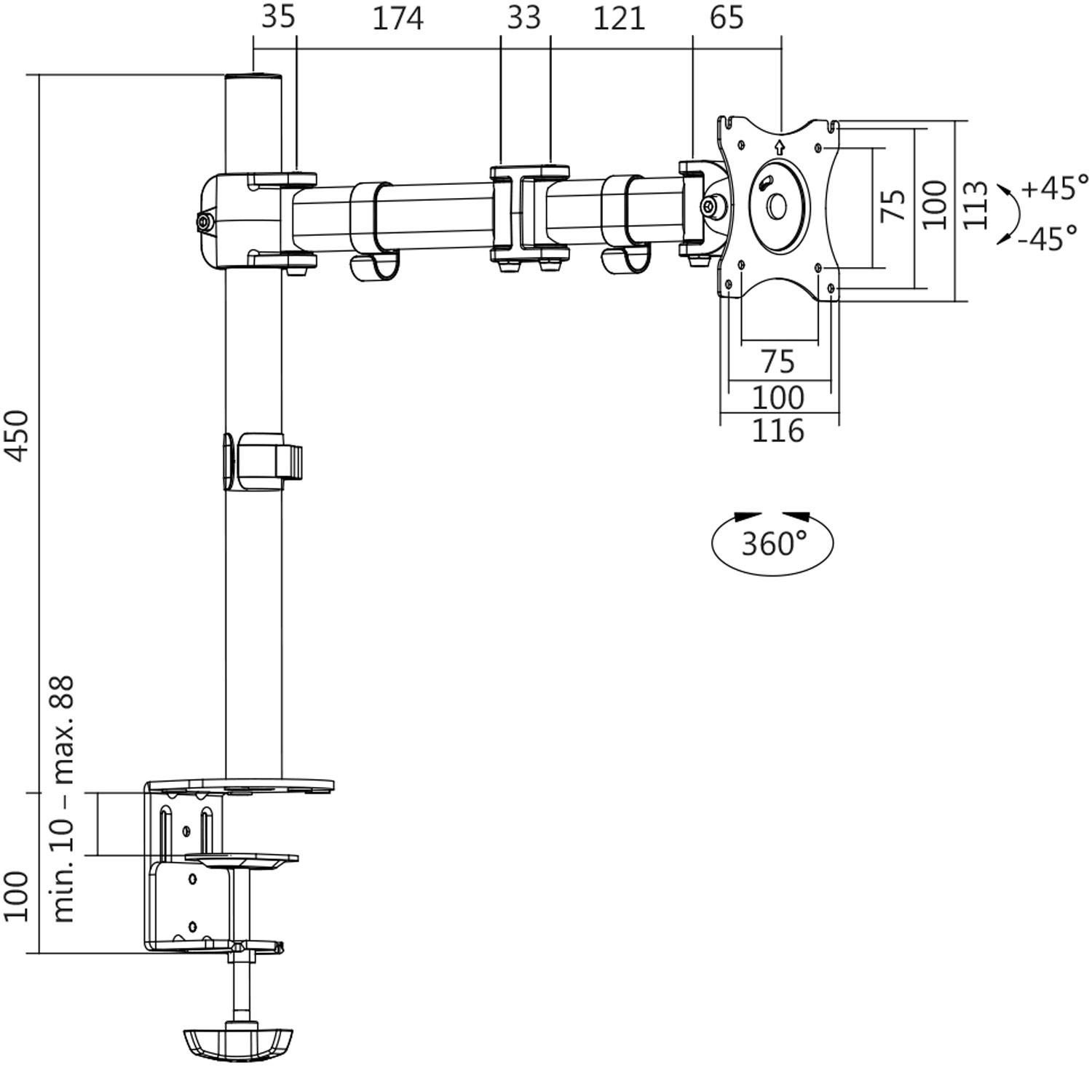 LogiLink  Monitorarm 13-27" 428mm 