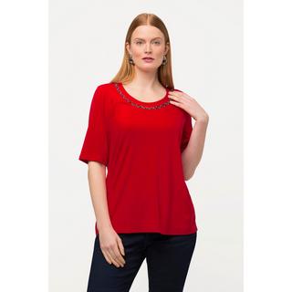 Ulla Popken  T-Shirt, Zierperlen, Classic, Rundhals, Halbarm 