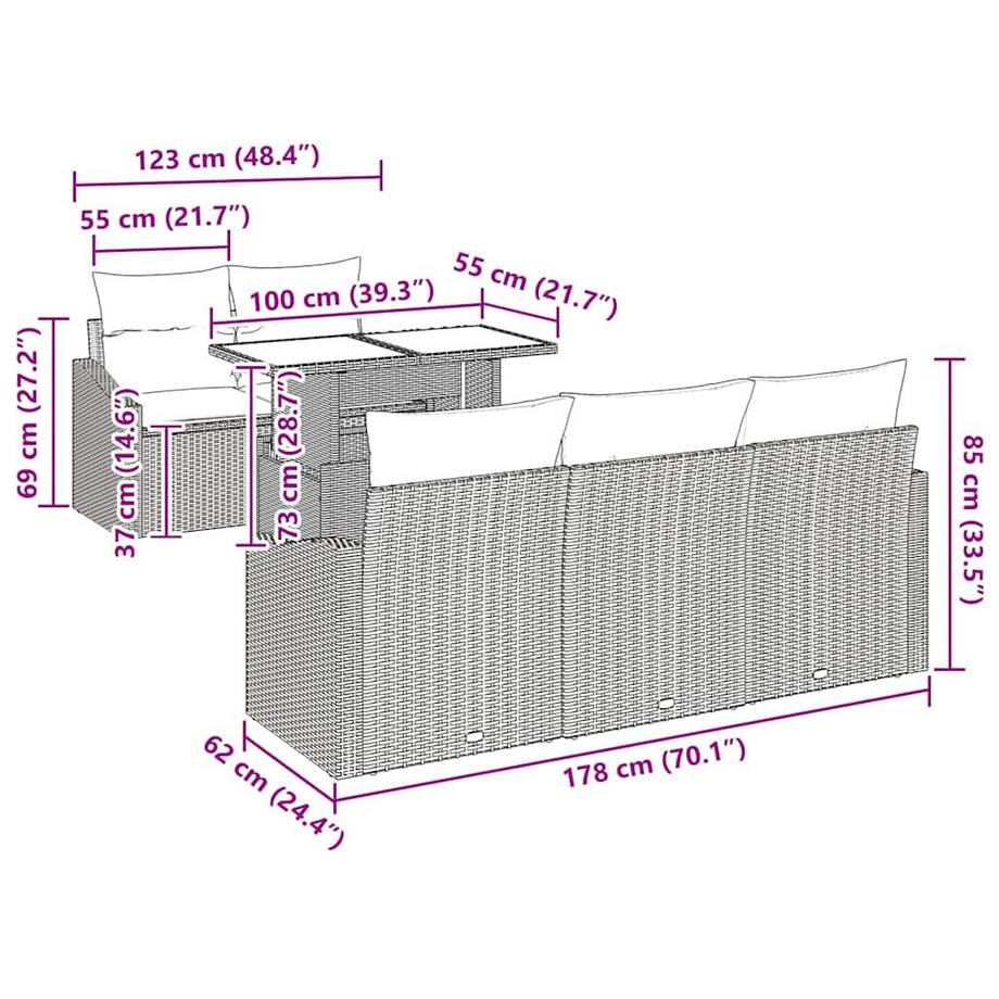 VidaXL Set Divano da Giardino Polyrattan  