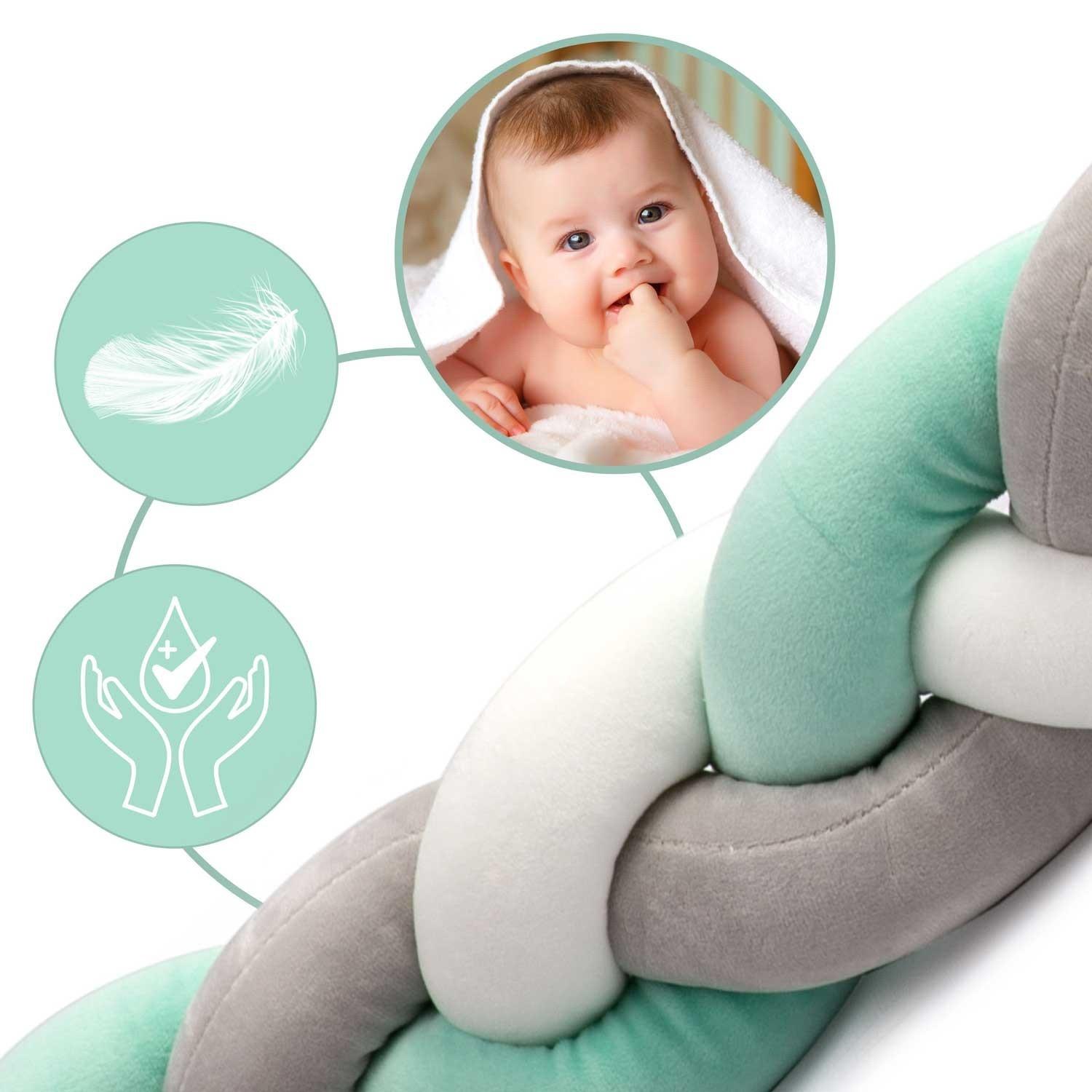 B2X  Protection de bord pour lit bébé Ricokids 2m - gris menthe 