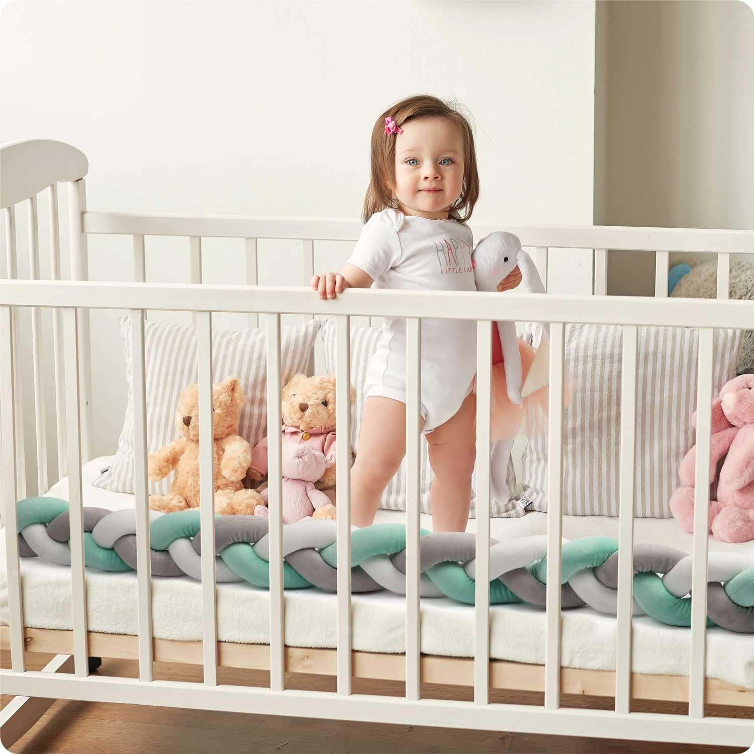 B2X  Protection de bord pour lit bébé Ricokids 2m - gris menthe 