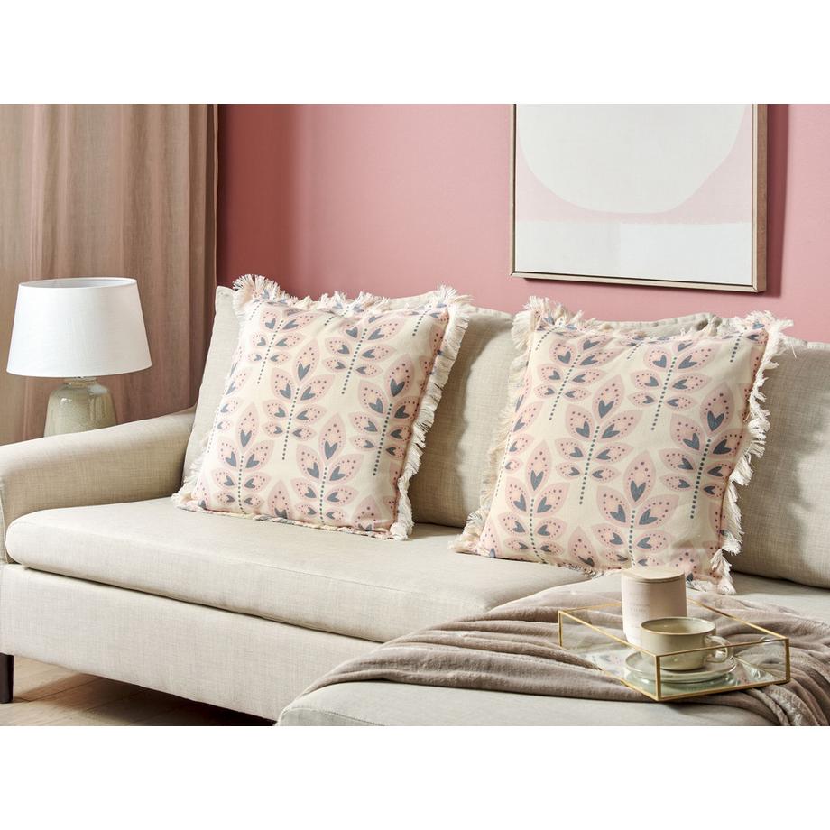 Beliani Dekokissen 2er Set aus Baumwolle Modern RUDBECKIA  