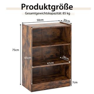 Northix Bibliothèque à 3 niveaux, étagère de rangement ouverte, armoire moderne 50 x 30 x 75 cm marron  