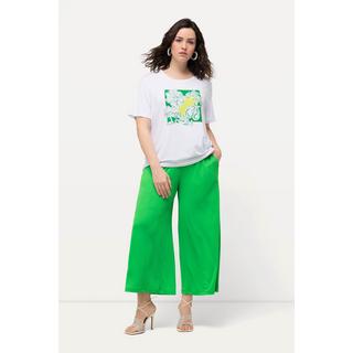 Ulla Popken  Culottes in tessuto operato lunghe fino al polpaccio con taglio della gamba dritto e cintura elastica 