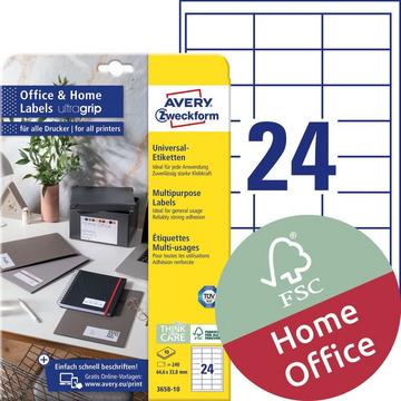 Avery-Zweckform Étiquettes universelles Avery Zweckform 64.6 x 33.8 mm, 10 feuilles/240 étiquettes