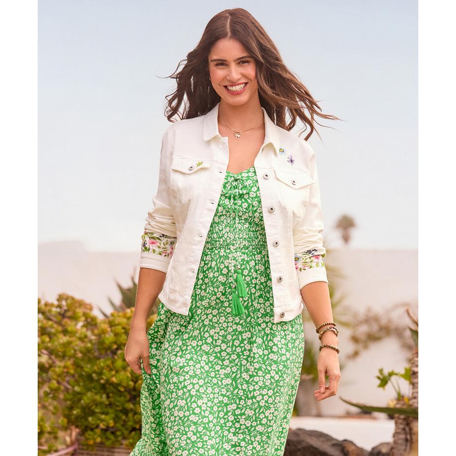 Joe Browns Veste en Denim Style Western Brodé avec Boutons Cloutés  