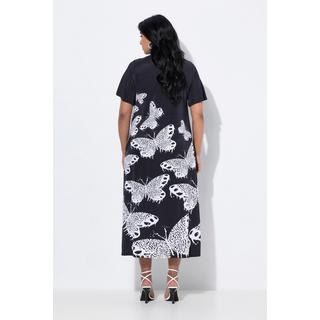 Ulla Popken Robe Midi Slinky Papillon Col V Manches Courtes  