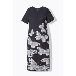 Ulla Popken Robe Midi Slinky Papillon Col V Manches Courtes  