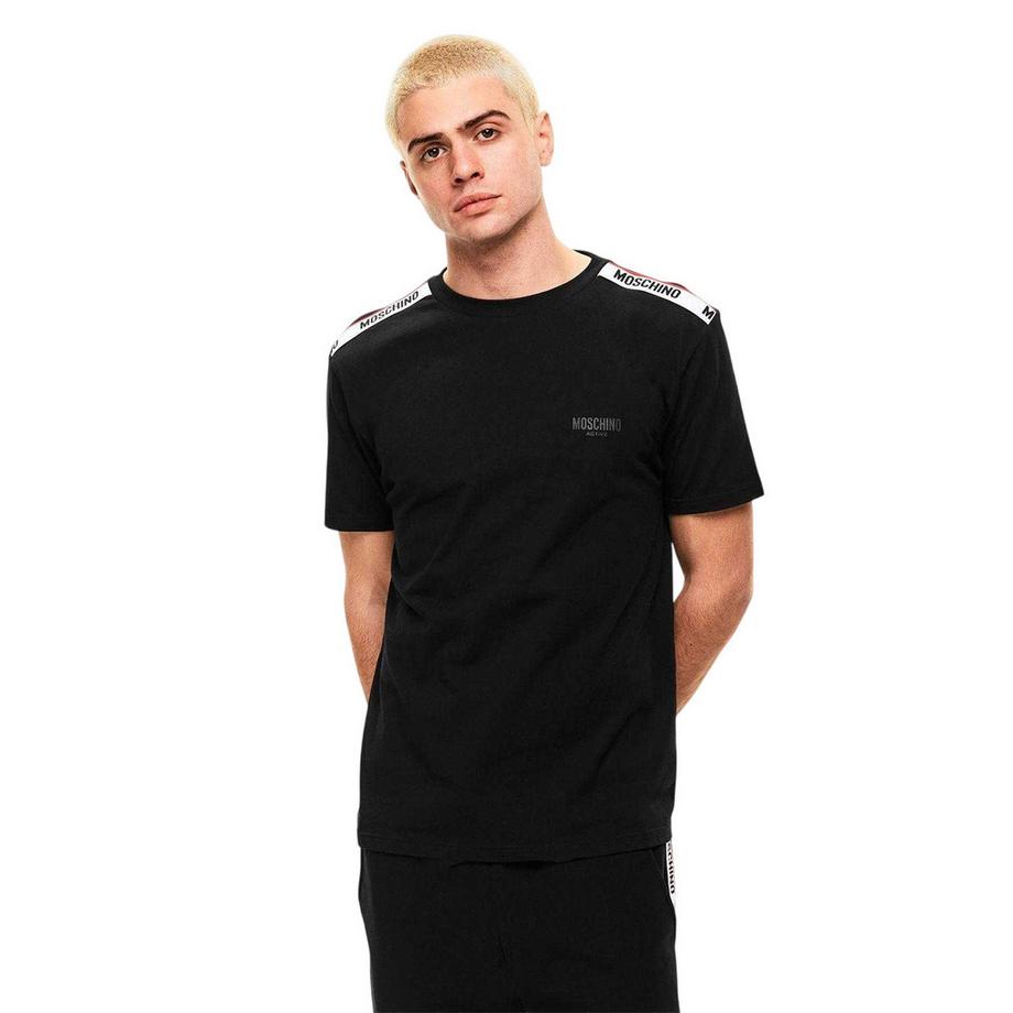 MOSCHINO T-Shirt Régulier Motif Logo et Bande  