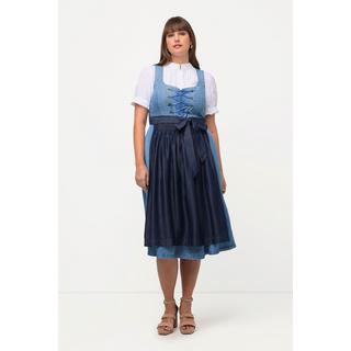 Ulla Popken  Dirndl, Lyocell, 2 Schürzen, Carree-Ausschnitt, ärmellos 