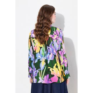 Ulla Popken  Chemisier à manches longues, col chemise et motif iris 