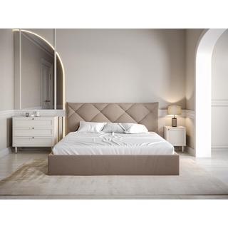 PASCAL MORABITO Bett mit Bettkasten - 180 x 200 cm - Samt - Beige + Matratze - STARI von Pascal Morabito  