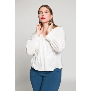 Ulla Popken  Blusa in misto seta con scollo a V e maniche lunghe 