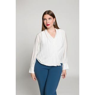 Ulla Popken  Blusa in misto seta con scollo a V e maniche lunghe 