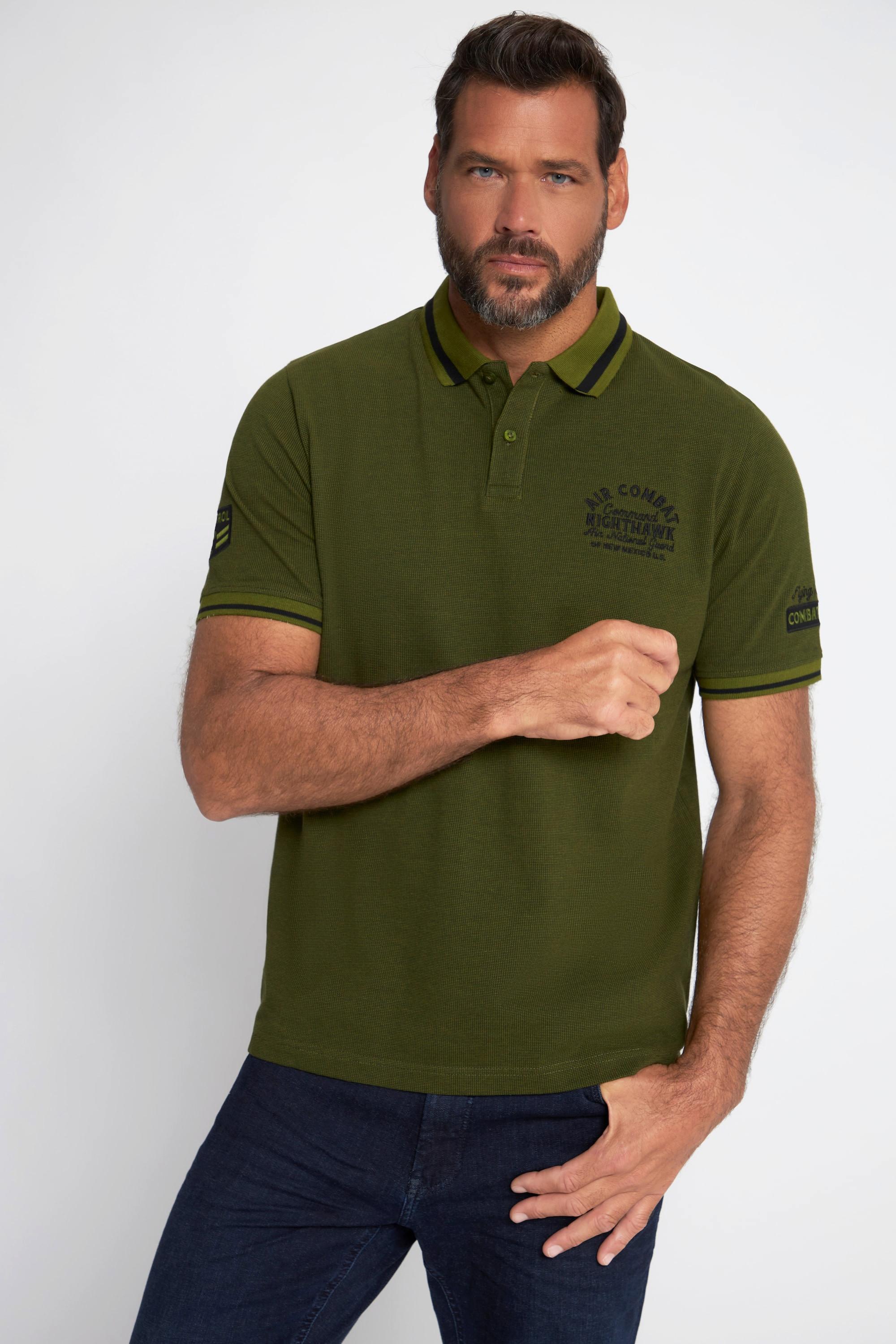 JP1880  Maglia polo in piqué con mezze maniche e applicazioni 