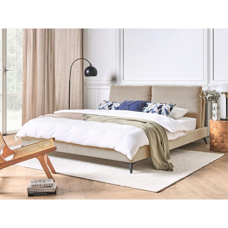 Beliani Letto en Velluto a coste Scandinavo MELLE  