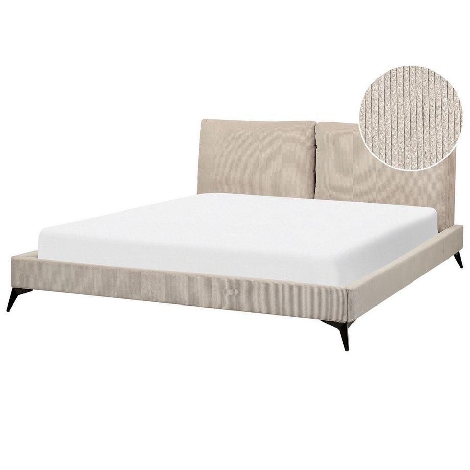 Beliani Letto en Velluto a coste Scandinavo MELLE  
