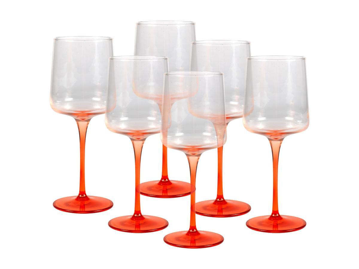 Vente-unique Lot de 6 verres à vin à pied orange 27 cl - D. 9.5 x H.13cm - CORALY  