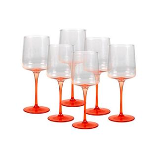 Vente-unique Lot de 6 verres à vin à pied orange 27 cl - D. 9.5 x H.13cm - CORALY  