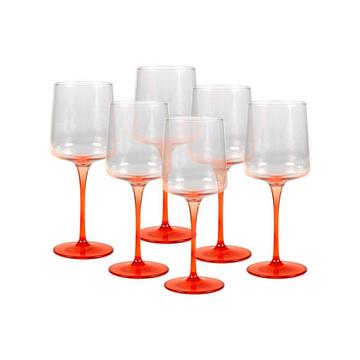 Set di 6 bicchieri da vino arancioni con piede - 27 cl - D. 9.5 x H.13cm - CORALY