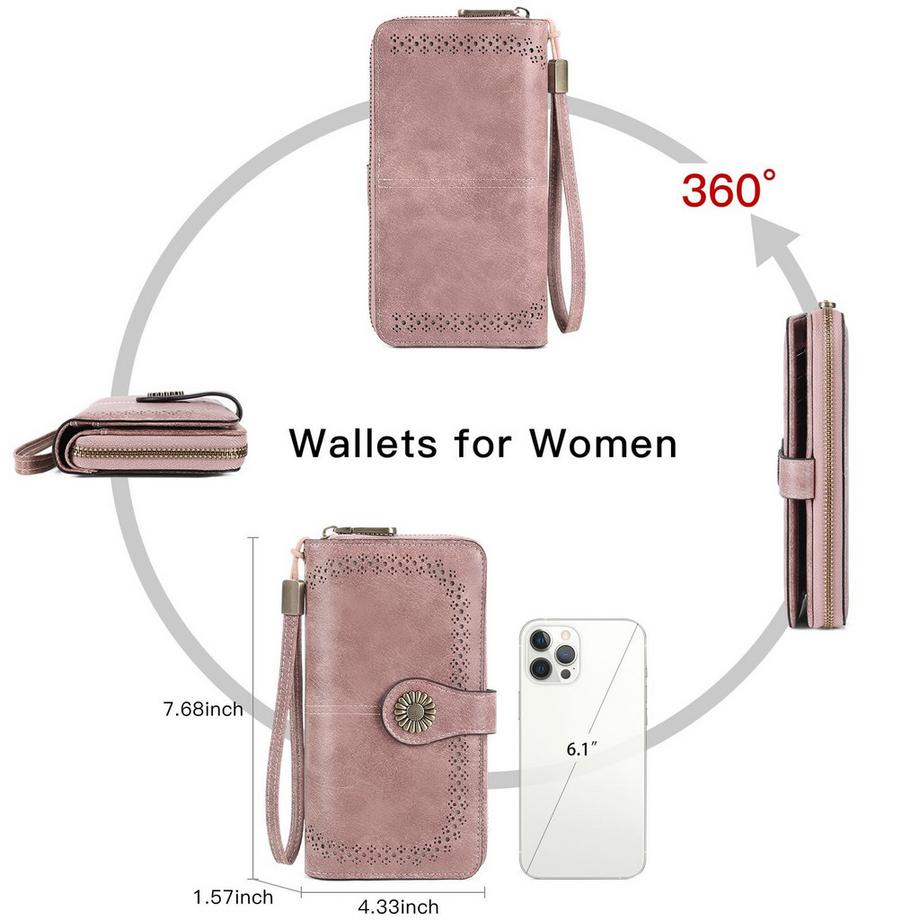 Only-bags.store Portefeuille Grand Embrayage Blocage de la Protection RFID Portefeuille Long  