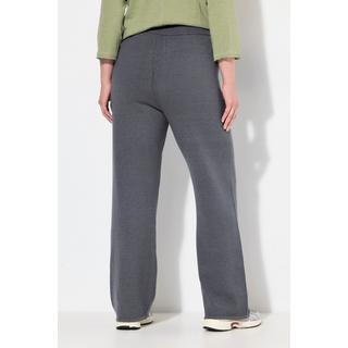 Ulla Popken  Pantalon en maille fine et indéformable, jambe large, taille élastique 