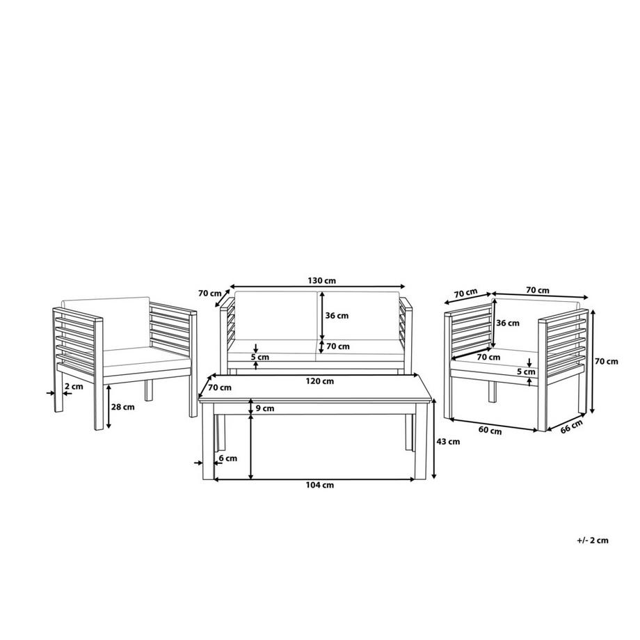 Beliani Ensemble de salon avec table en Acacia Boho PACIFIC  