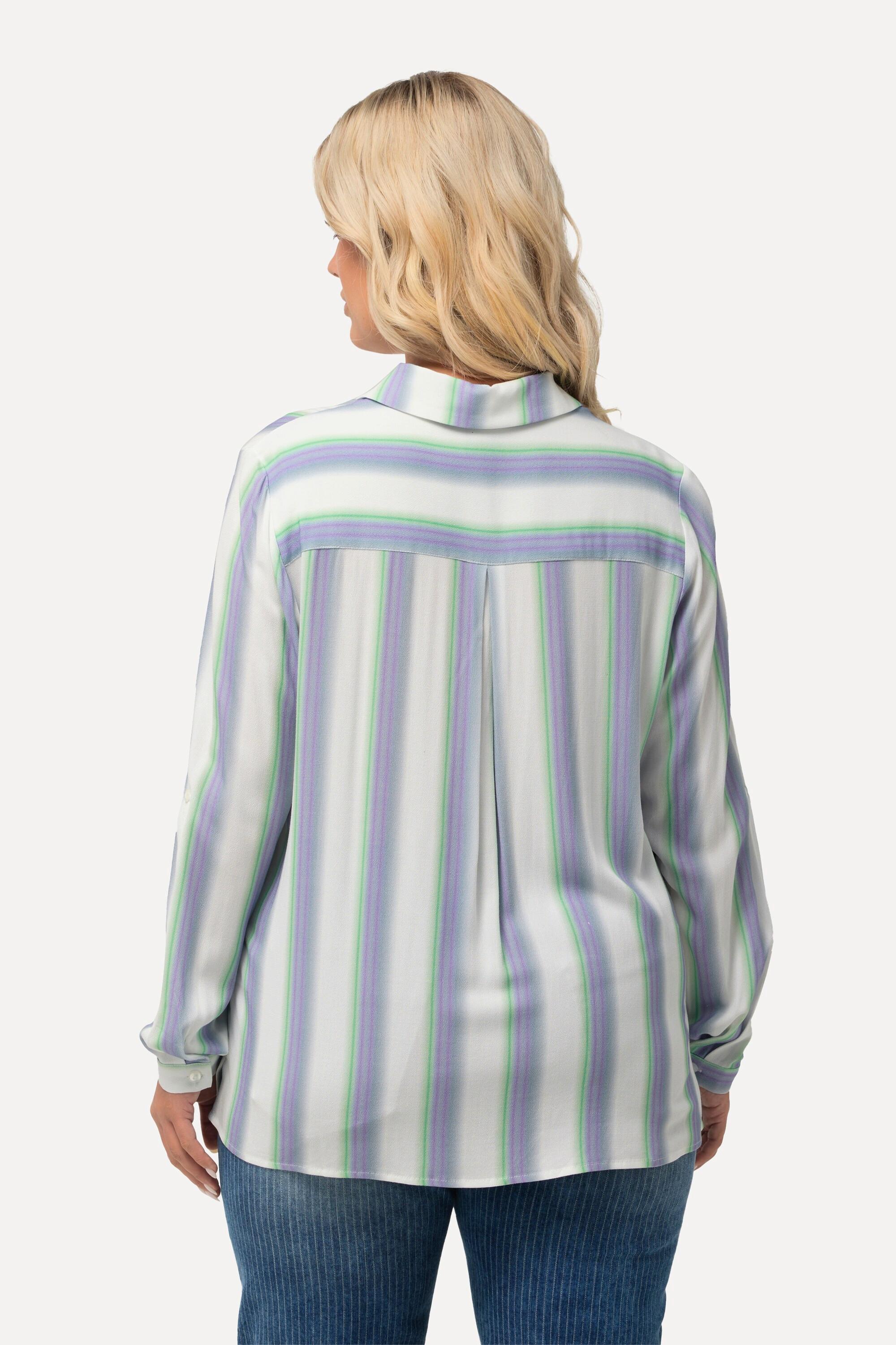 Ulla Popken Camicia a righe con colletto da camicia  