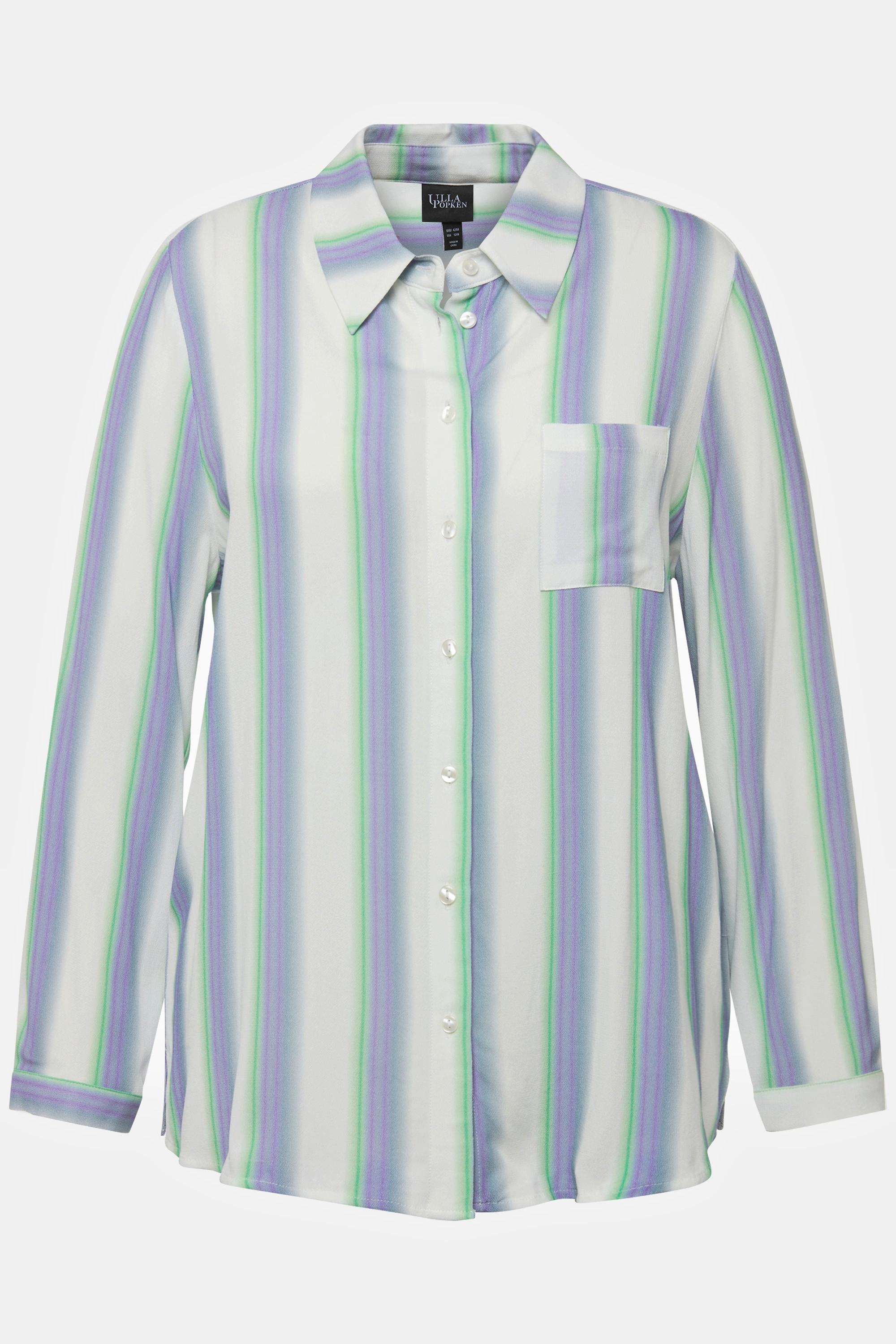 Ulla Popken Camicia a righe con colletto da camicia  