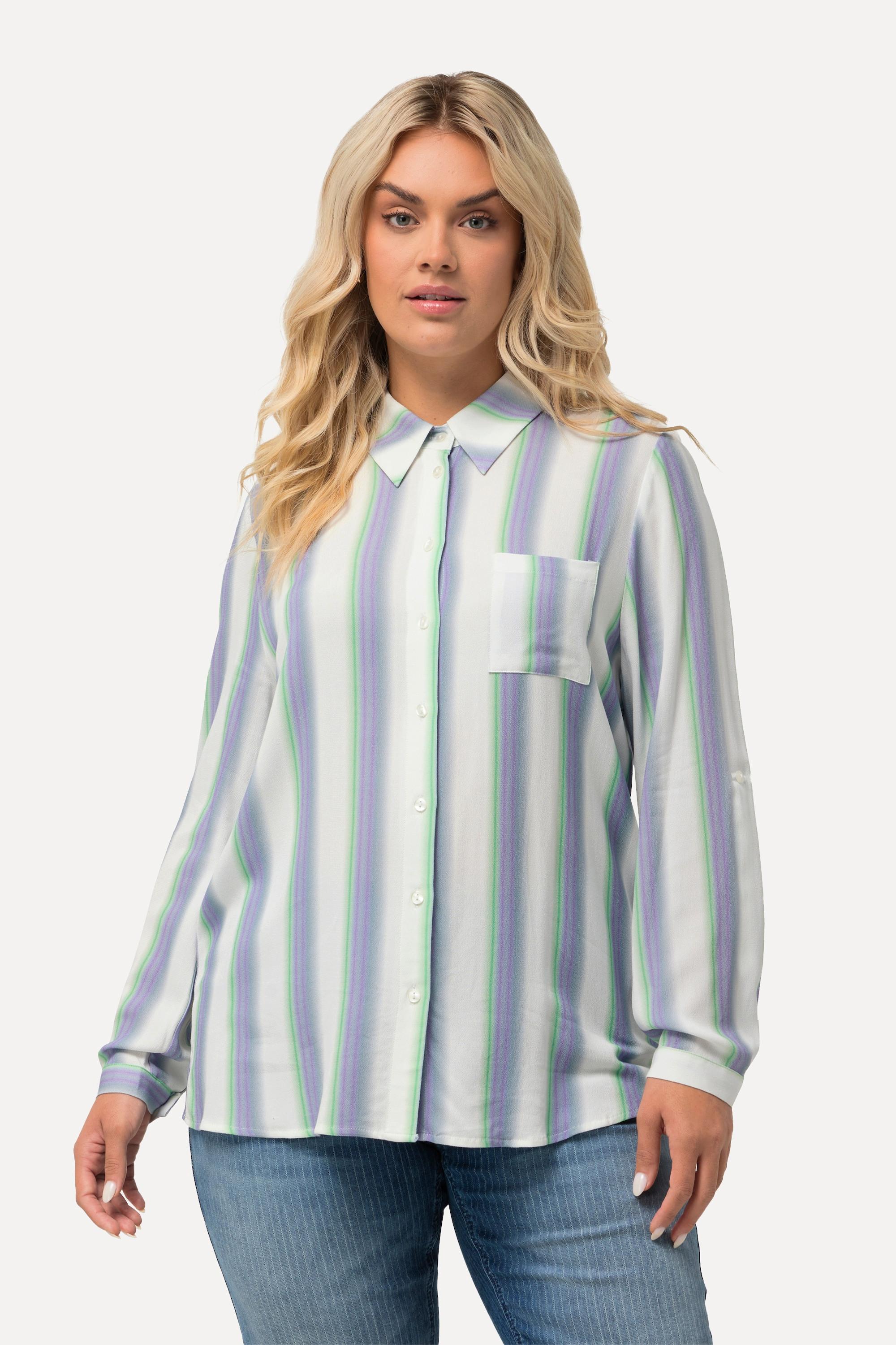 Ulla Popken Camicia a righe con colletto da camicia  