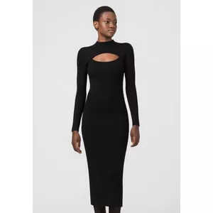 Wadenlanges Strickkleid im Viskose-Mix mit Cut-out