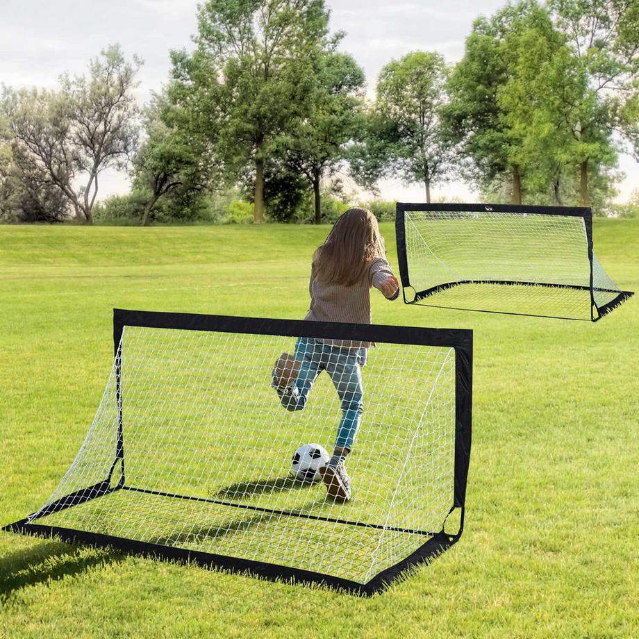 Northio  Fußballtore Set 2Er Set Minitore, Faltbar Aus Stahl Und Tetrolon, Schwarz, 186X90X89 Cm 