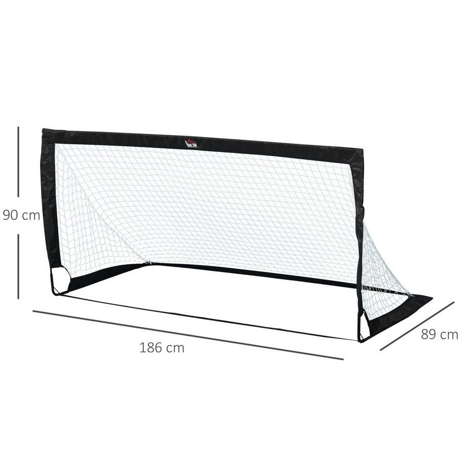 Northio  Fußballtore Set 2Er Set Minitore, Faltbar Aus Stahl Und Tetrolon, Schwarz, 186X90X89 Cm 