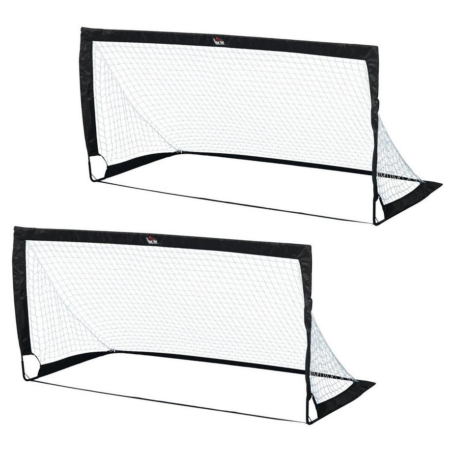 Fußballtore Set 2Er Set Minitore, Faltbar Aus Stahl Und Tetrolon, Schwarz, 186X90X89 Cm