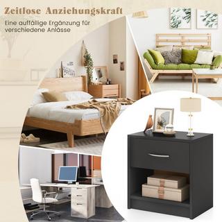 Northix Table de chevet avec tiroir Petite table d'appoint avec compartiment ouvert 38,5 x 28 x 40,5 cm Gris  
