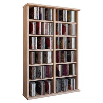 Holz CD DVD Stand Regal | CD Regal mit Platz für 300 CDs oder 130 DVDs oder 72-Videos | Maße: H. 92 x B. 60 x T. 18 cm. | Elegantes DVD Regal | Blu
