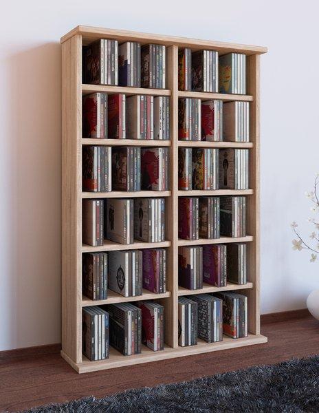 VCM Holz CD DVD Stand Regal | CD Regal mit Platz für 300 CDs oder 130 DVDs oder 72-Videos | Maße: H. 92 x B. 60 x T. 18 cm. | Elegantes DVD Regal | Blu  