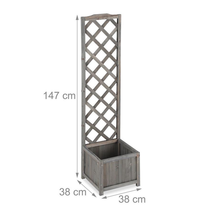 Northix Jardinière grise avec treillis  