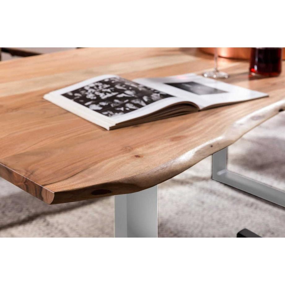 mutoni Table de salle à manger Unikat naturel argenté 140x80x2.6  
