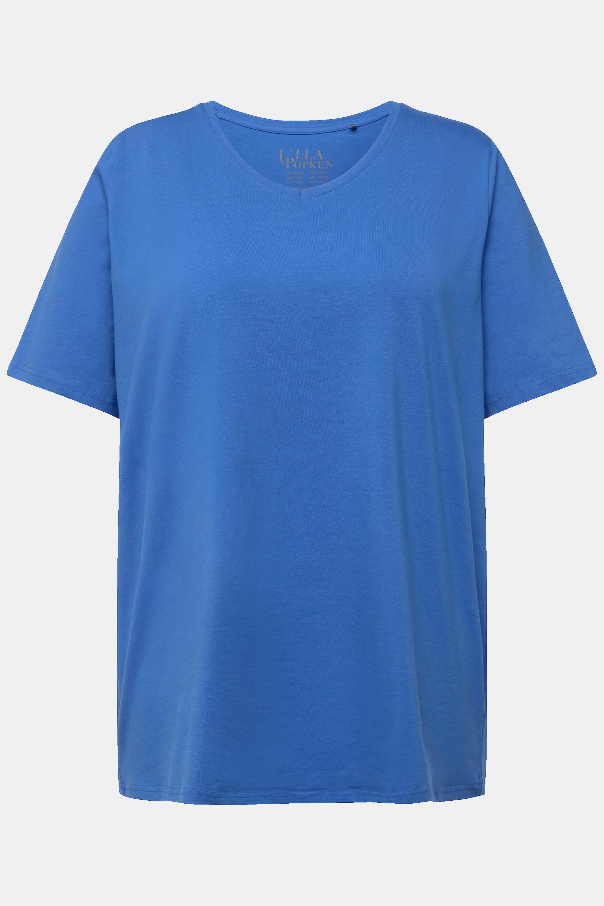 Ulla Popken  T-Shirt, A-Linie, V-Ausschnitt, Halbarm 