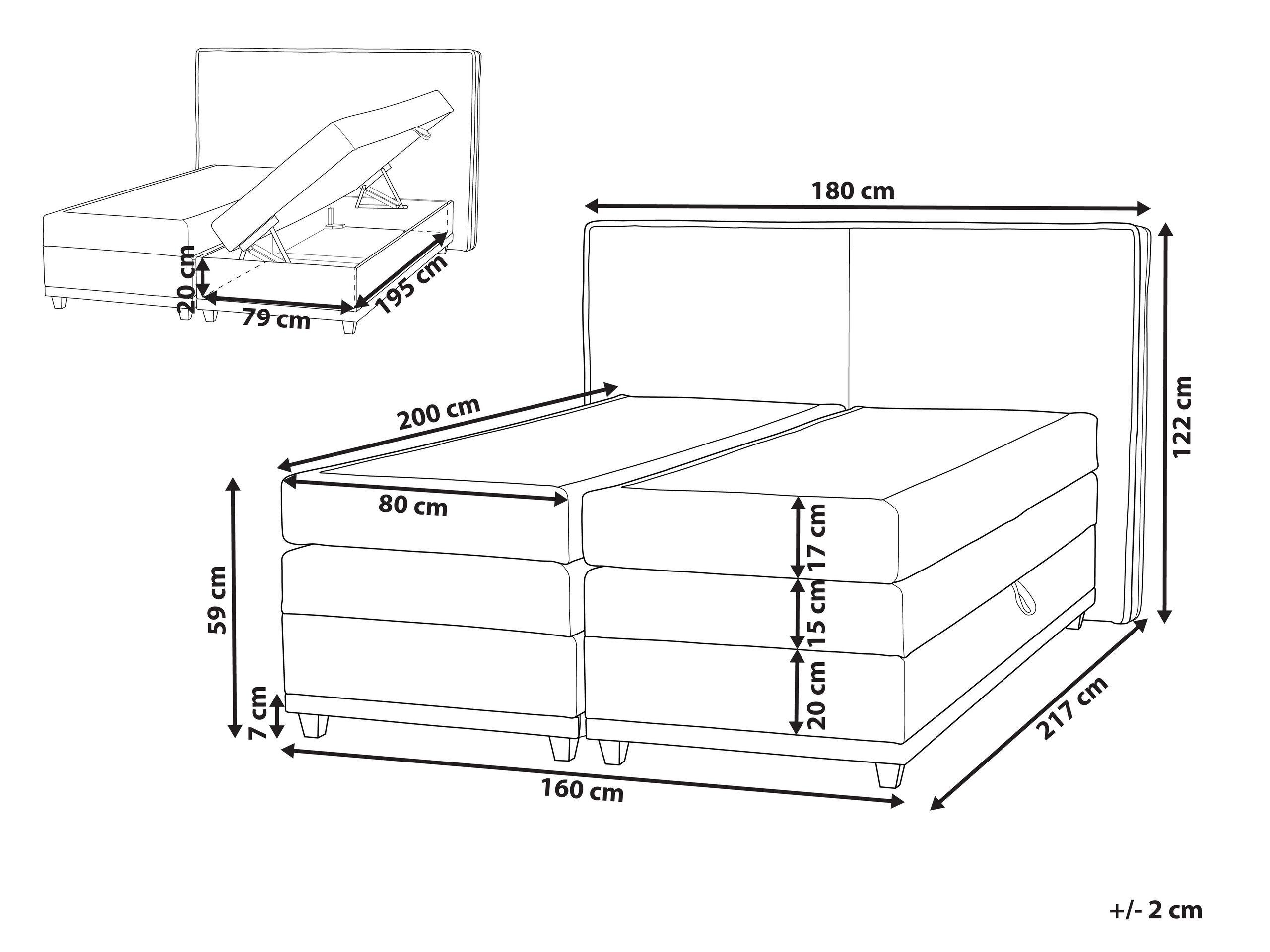 Beliani Lit Boxspring en Polyester Traditionnel DYNASTY  