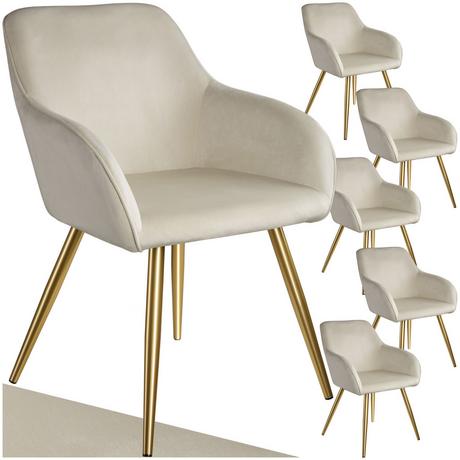 Tectake Stuhl Marilyn Samtoptik, goldene Stuhlbeine  