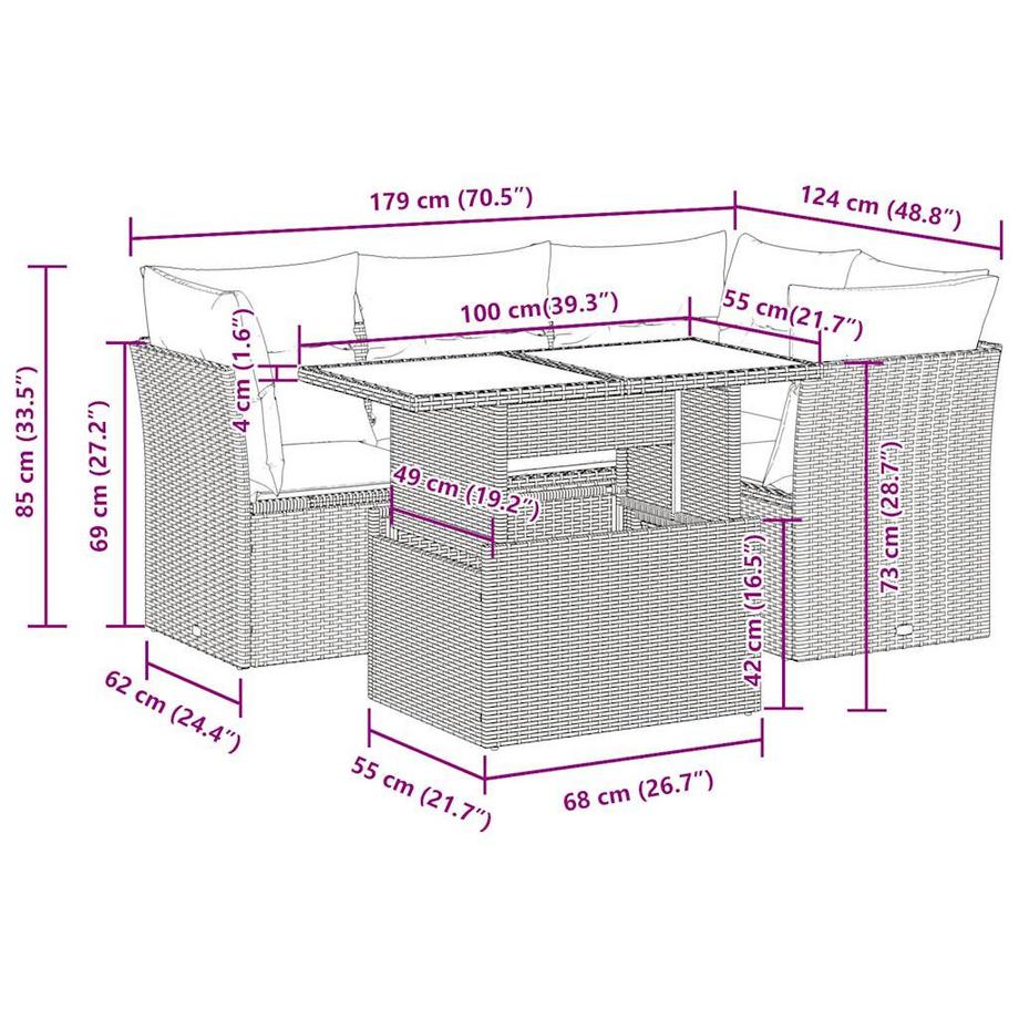 VidaXL Ensemble de canapés de jardin rotin synthétique  