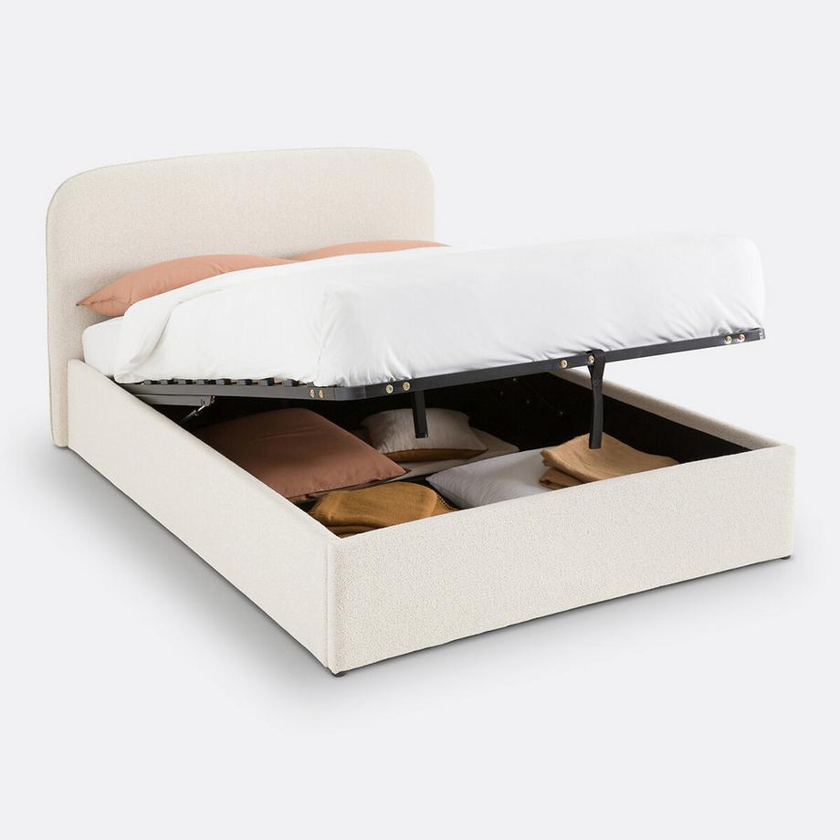 Lit coffre bouclette avec sommier relevable