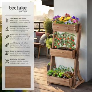 Tectake Jardinière verticale FLORA en bois laqué avec toile de paillage  