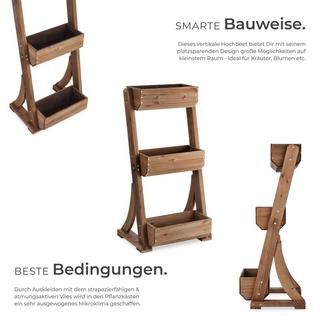 Tectake Jardinière verticale FLORA en bois laqué avec toile de paillage  