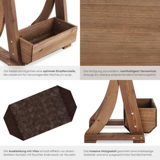 Tectake Jardinière verticale FLORA en bois laqué avec toile de paillage  