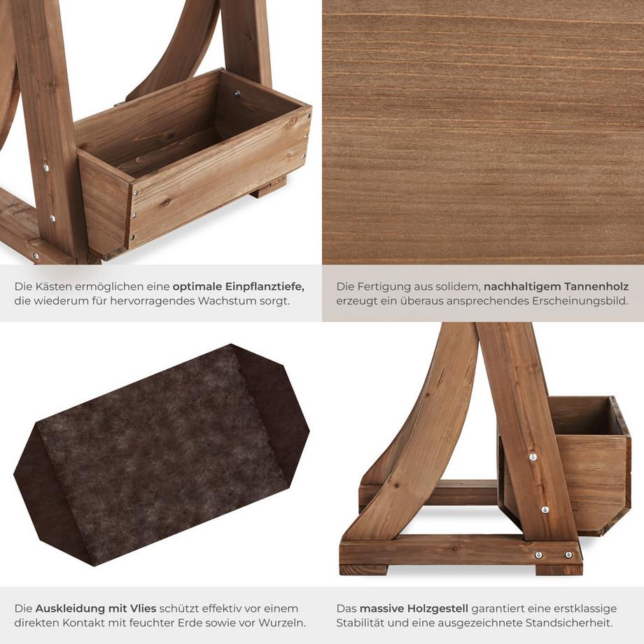 Tectake Vertikalbeet Flora, lackiertes Holz, inkl.  