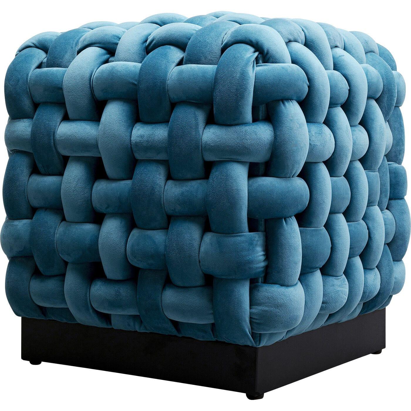 KARE Design Tabouret Weave Square bleu 47x47  